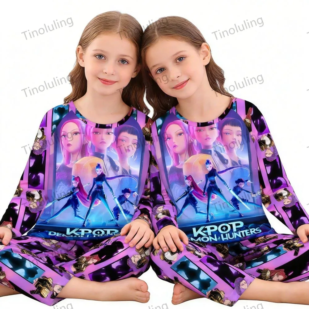 KPop Demon Hunters Huntrix Kids Pajamas Set Long Sleeve Girls Clothing 2pcs Children's Sleepwear Cartoon Boys Nightwear 3-14Y S5bfda6dd7a8443bc9bb91d001ef0429dn