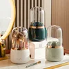 360° Rotating Makeup Brushes Holder Portable Desktop Makeup Organizer Cosmetic Storage Box Make Up Tools Jewelry Container 2