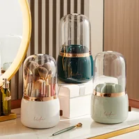 360° Rotating Makeup Brushes Holder Portable Desktop Makeup Organizer Cosmetic Storage Box Make Up Tools Jewelry Container 2