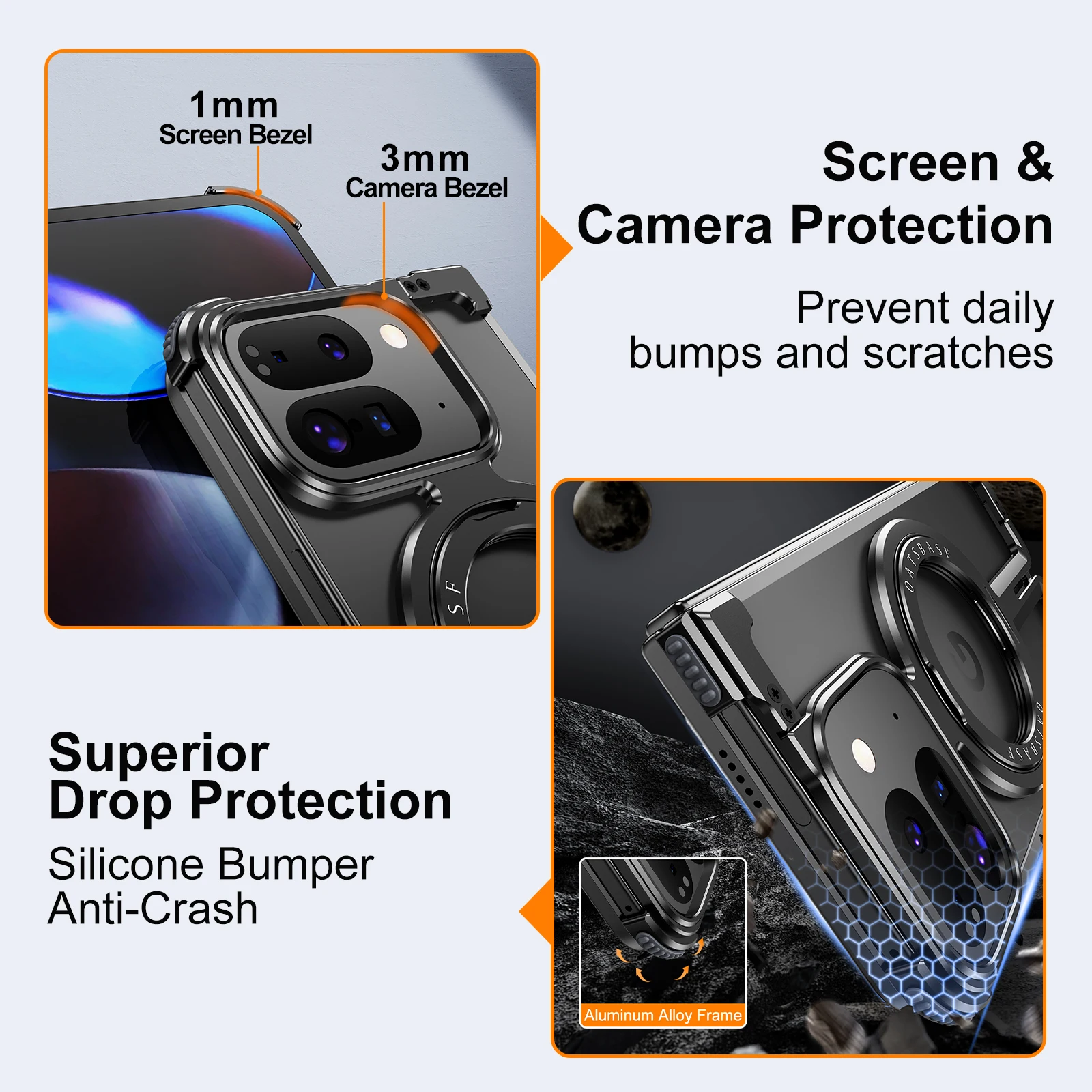 Eary for Google Pixel 9 Pro XL Fold Phone Case with Magsafe 360°Rotatable Kickstand Frameless Protective for Pixel Bumper Cover