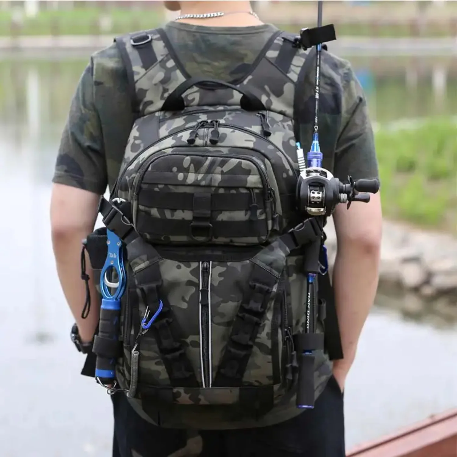 Men Fishing Lure Rod Box Camping Climbing Backpack Hunting Multi- Military Tactical Men Bags Fishing Shoulder