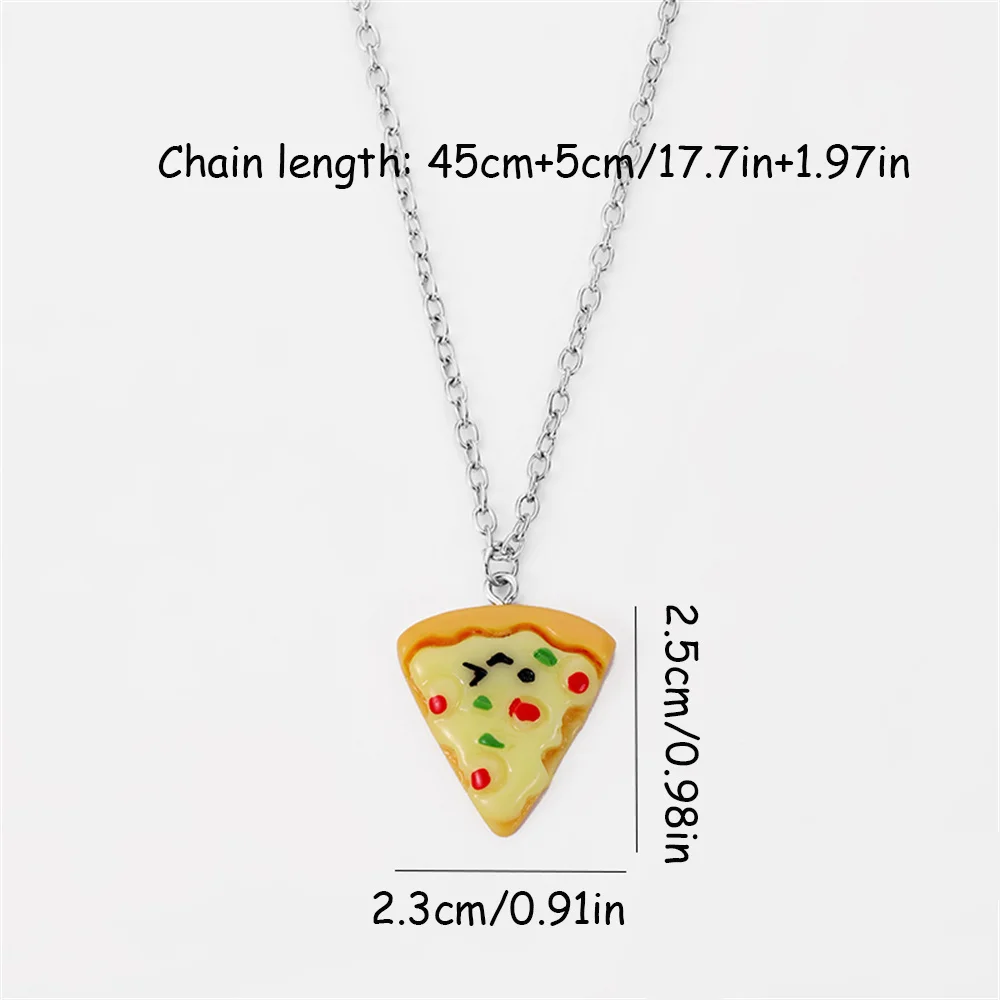 Cute Pizza Pendant Necklace for Women Vintage Pizza Shape Adjustable Necklace Best Friend Charms Keychain Jewelry Gift 5
