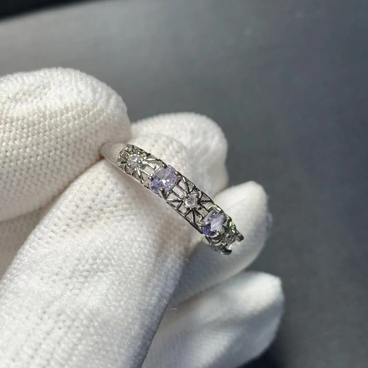 5*3MM Natural Tanzanite Ring Adjustable Female Ring Jewelry for Women Gift Wholesale High Quality Vintage Fine