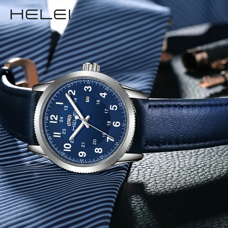 HELEI fashion digital dial men's quartz watch waterproof luminous wristwatch fashion quartz watch high quality men's watches
