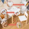 Kids Table and Chair Set, Toddler Study Desk w/Paper Roll, Drawer, 2 Marker Pens, Wooden Activity Table Set for Playroom 2