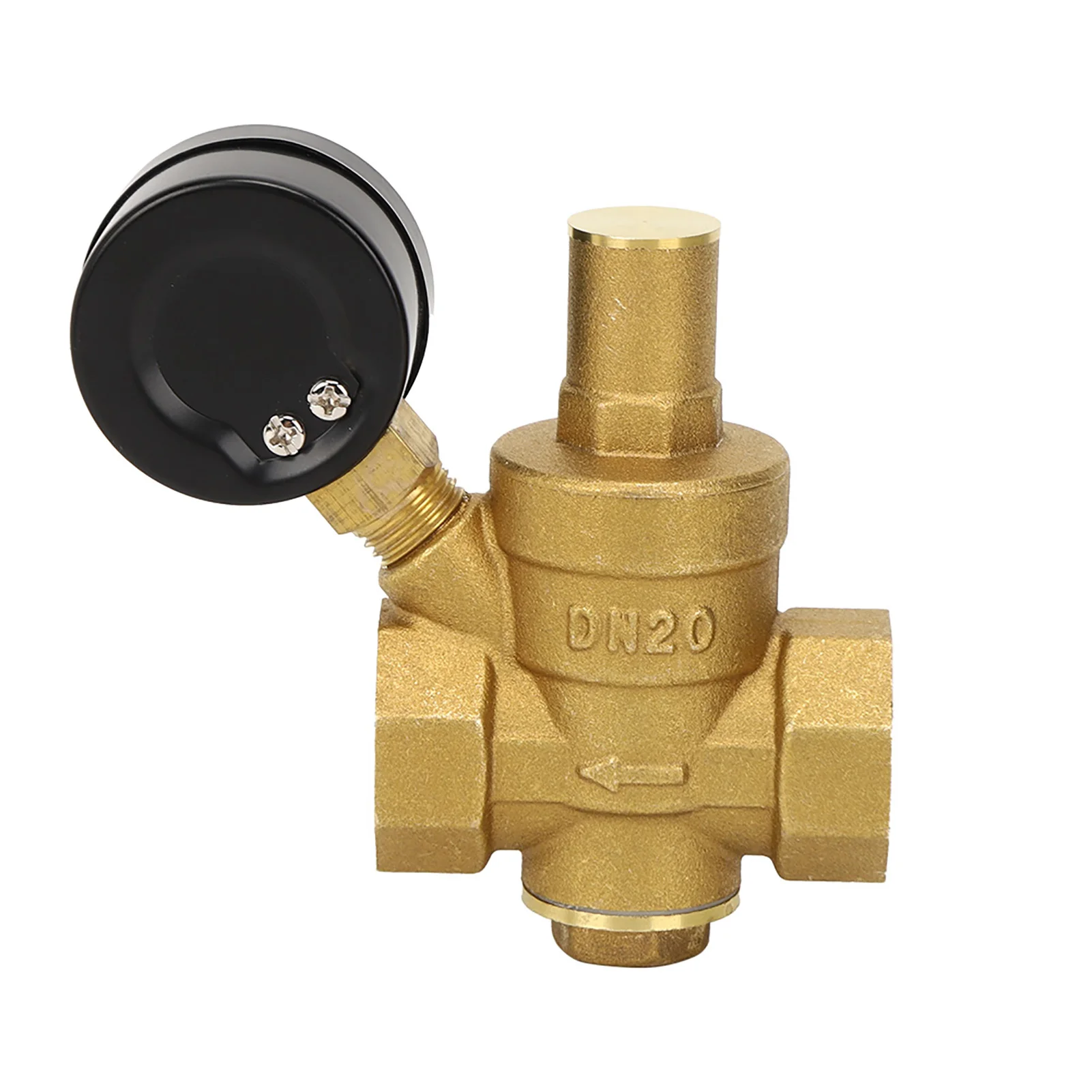 Water Pressure Regulator Brass Pressure Regulator DN20 Brass Adjustable Water Reducer Gauge Meter