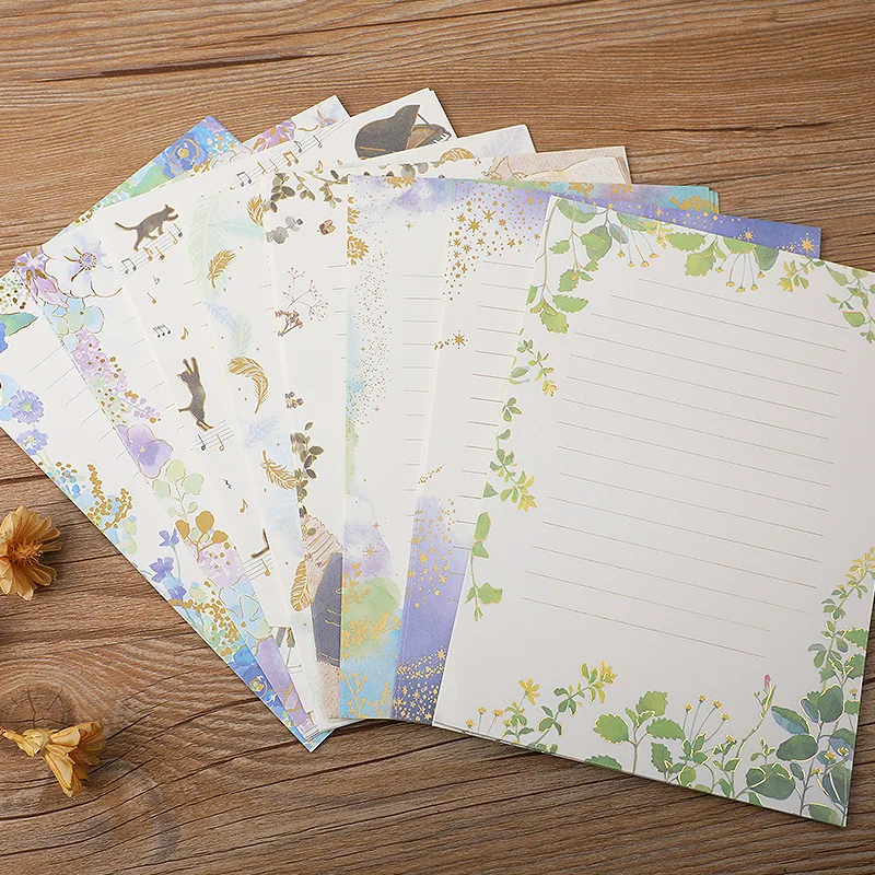 Writing Paper Set 8pcs Fresh Style For Envelopes Kawaii Letter Pads Message Notes Wedding Party Supplies School Office Stationery
