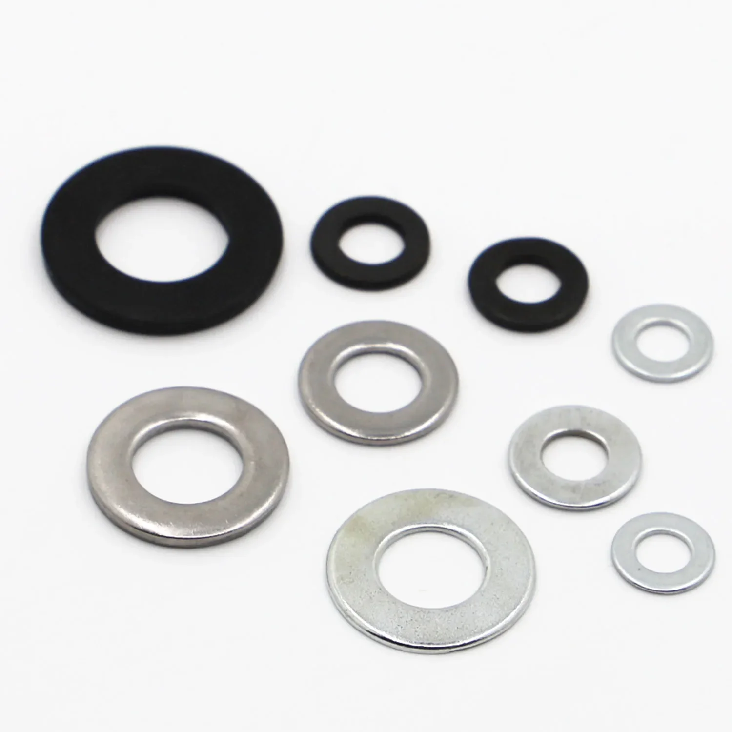 Durable Stainless Steel Zinc-Plated Flat Washers and Gaskets in Assorted Sizes