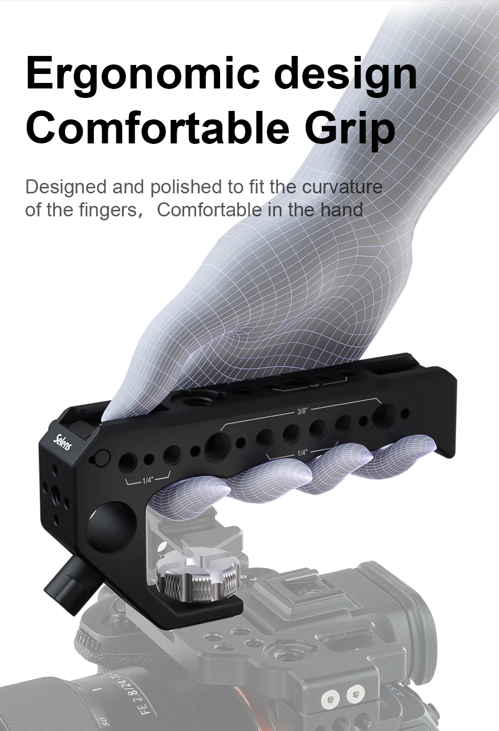 Universal DSLR Handheld Cold Shoe Holder Camera Cage Top Handle with 3/8"&1/4" S