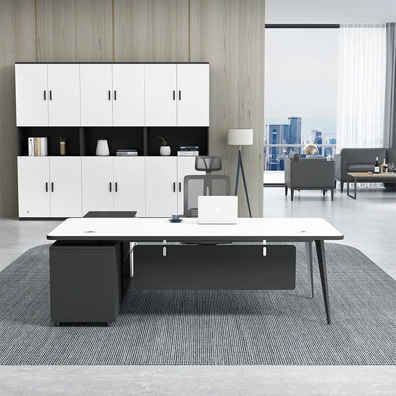 

Standing Reception Office Desk Writing Long Secretary Luxury Computer Desks Floor L Shaped Mesa De Escritorio Modern Furniture