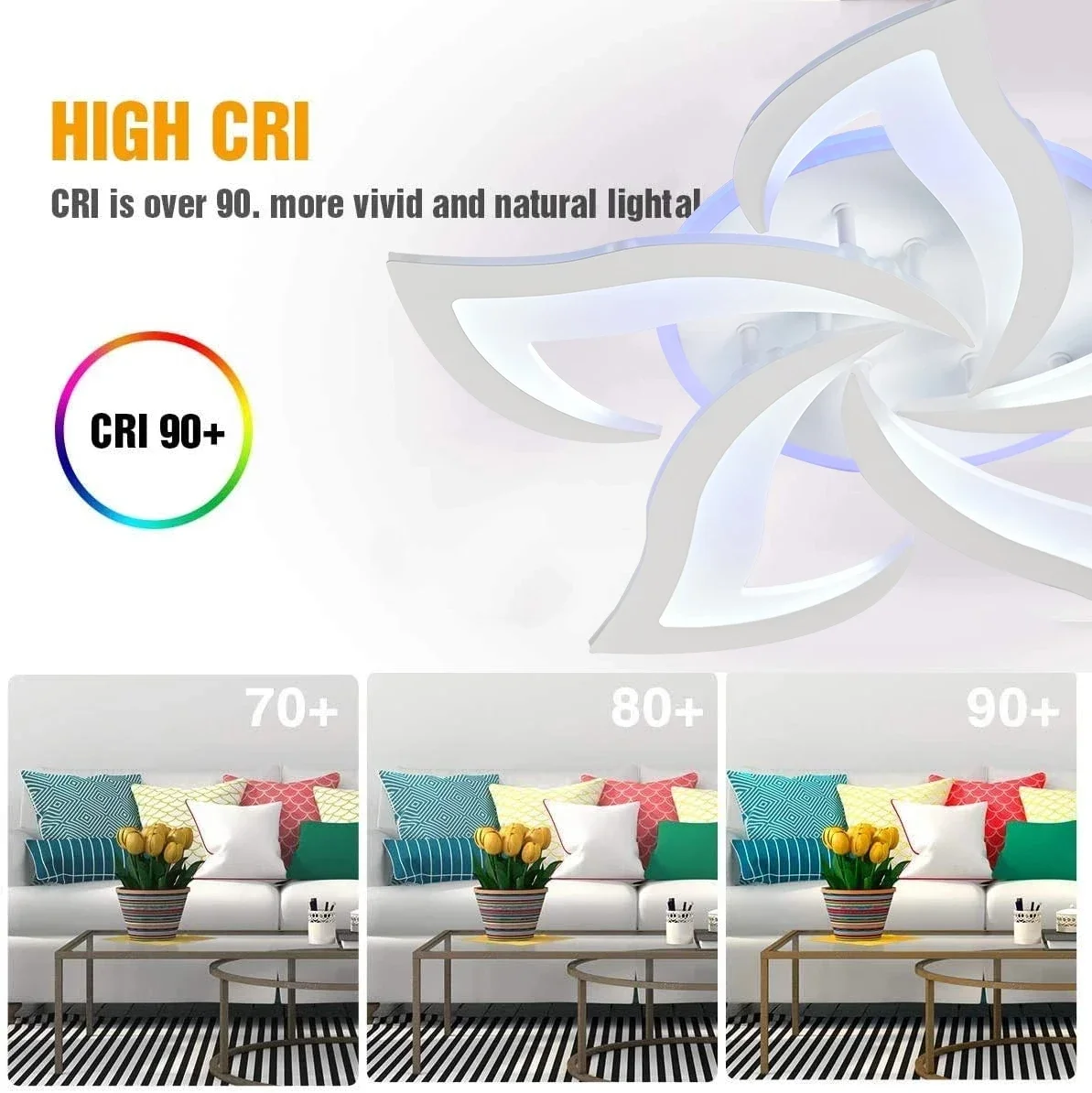 Led Ceiling Chandelier Flower Light With Separate Control Backlight Home Decor Bedroom Living Dining Room Kitchen Lamps
