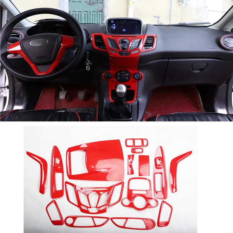 

Панель управления для Ford Fiesta 2009 2010 2011 2012 2013 ABS красного цвета, аксессуары для интерьера Gear Windows, Центральная панель переменного тока