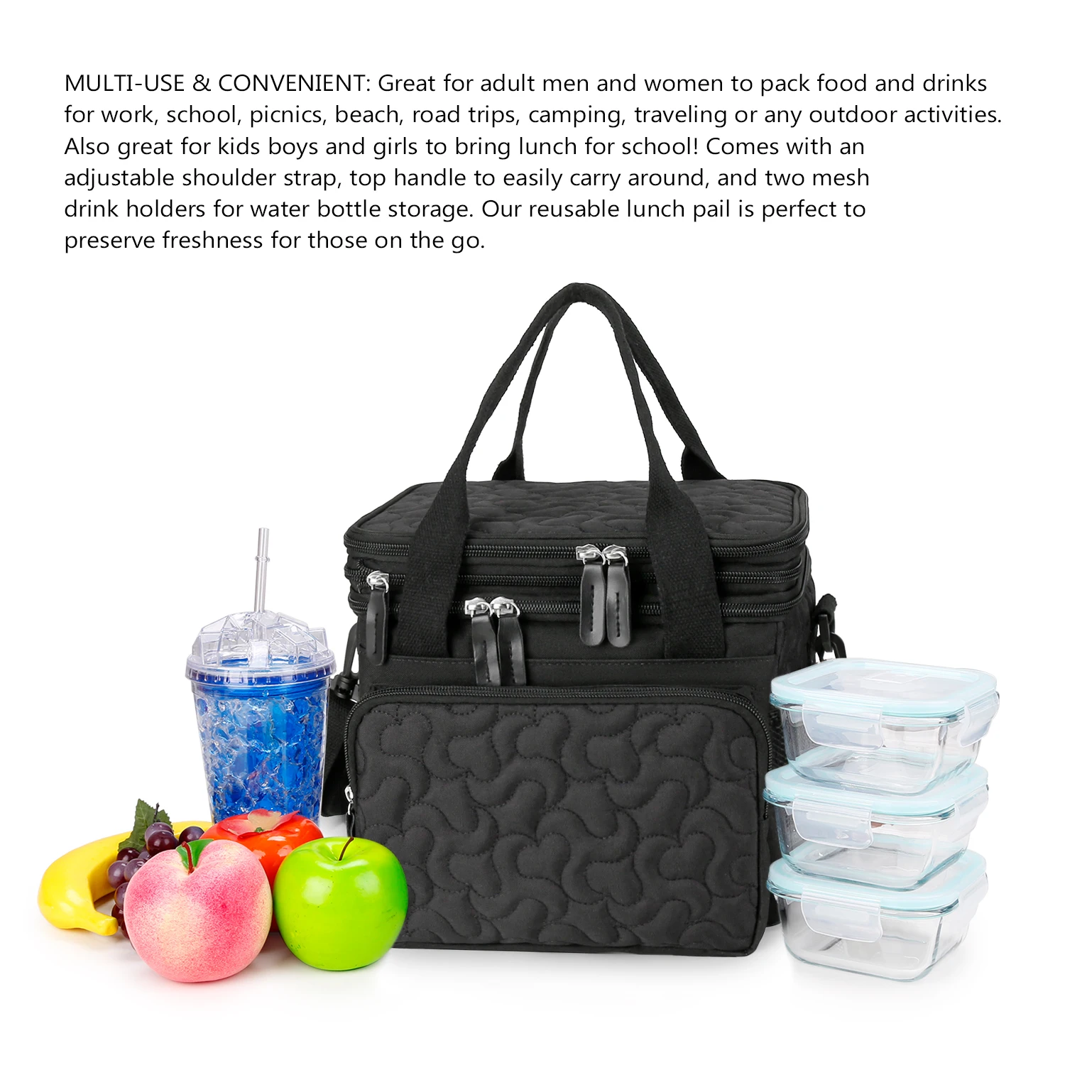 Large capacity portable shoulder bag, mother and baby insulation bag, waterproof bag, outdoor travel mommy bag, double-layer con 3