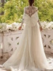 Bohemia Wedding Dresses Vintage Tulle Bridal Gown Lace Appliques Long Sleeves High Neck A-Line Robe Vestidos De Novia Customized 4