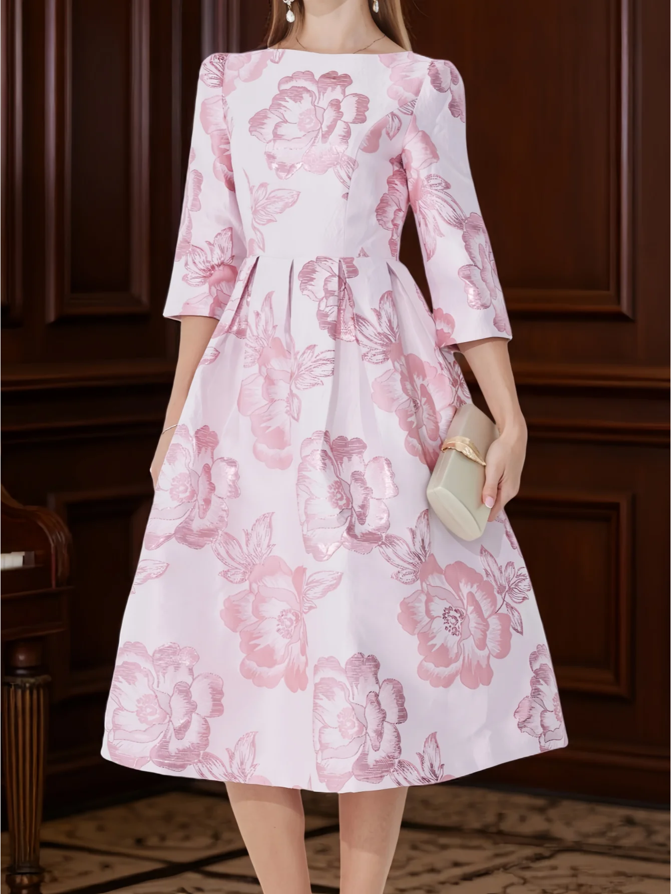 Robe Jacquard de luxe élégante pour femmes soirée Boho Floral mode vêtements Vintage dames robes de soirée robes de soirée de thé