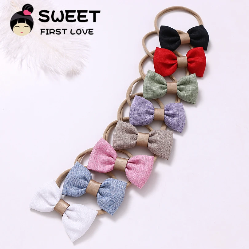 

Baby Accessories For Newborn Toddler Kids Baby Girl Boy Hairbands Soft Nylon Headwear Solid Color Bow Elastic Hair Accessories