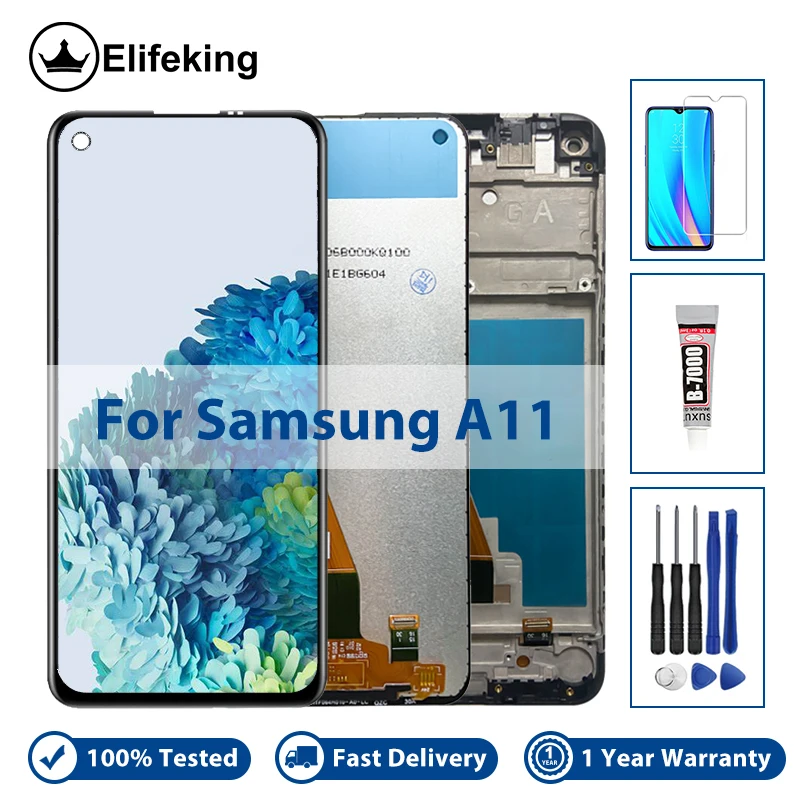 

LCD For Samsung Galaxy A11 A115 LCD Display Touch Screen Digitizer Panel Assembly Replacememt with Free Glue Tools 100% Tested