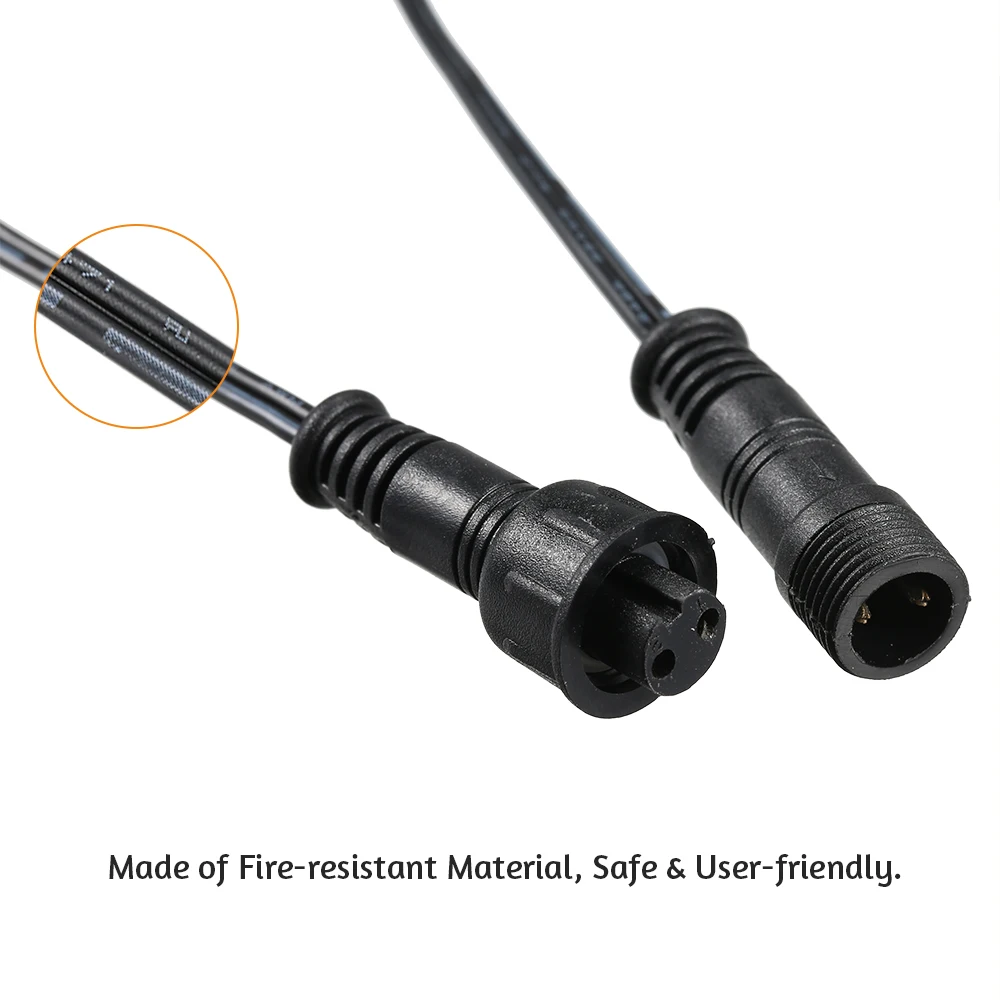 5 PCS Tomshine Extension Cable Wire 1M/ 3.3Ft 2Pin with Male and Female Connectors IP67 Water Resistance for Deck Light