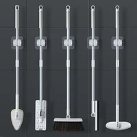 1/2pcs Bathroom Storage Rack Mop Holder Wall Mounted Organizer Broom Hanger Mop Clip Wall Hanging Mop Rack Self Adhesive Hooks 2