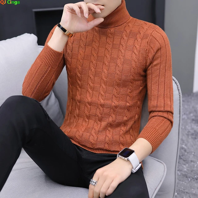 Jersey de cuello alto para hombre, jerseys de color blanco, negro, rojo,  Beige, gris, caqui, verde militar, novedad de invierno - AliExpress