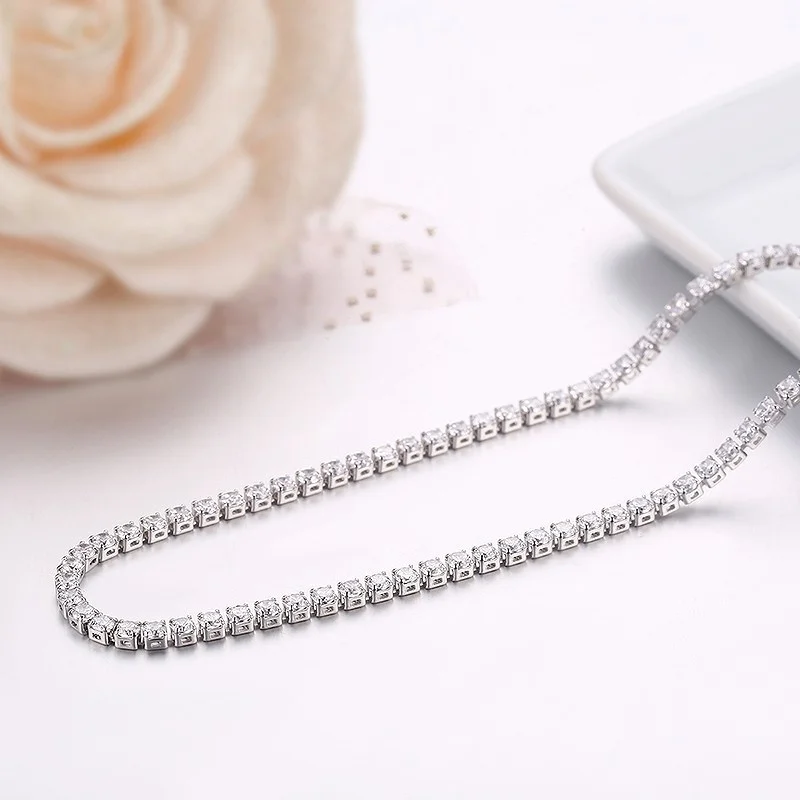 Elegant Yellow Gold Tennis Chain Choker Necklace