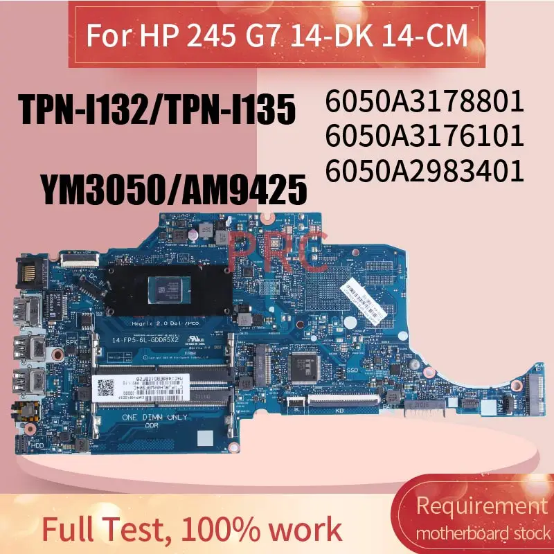 Placa-mãe Portátil para hp 6050a3178801 6050a3176101 Tpn-i132 I135 L90328001 L86471601 hp 245 g7 14-cm Notebook Mainboard