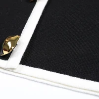 High Quality And Fashionable New Knitted Patchwork Lapel Button Long Sleeved Cardigan Straight Leg Pants Women's Suit - Image 4