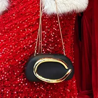 Gold Metal Closure Box Clutch Bag Women Evening Wedding Party Cute Purse Bag Handbag Dark Red Beige 2025 Spring New Fashion Chic - Image 4