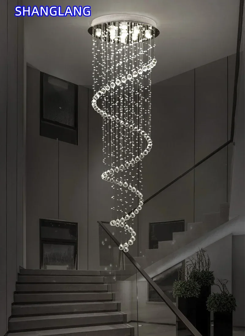 Modern Led Chandeliers Light Fixture For Staircase Stair Lights Luxury Hotel Villa Vanity Bedroom Hanging Lamp 3