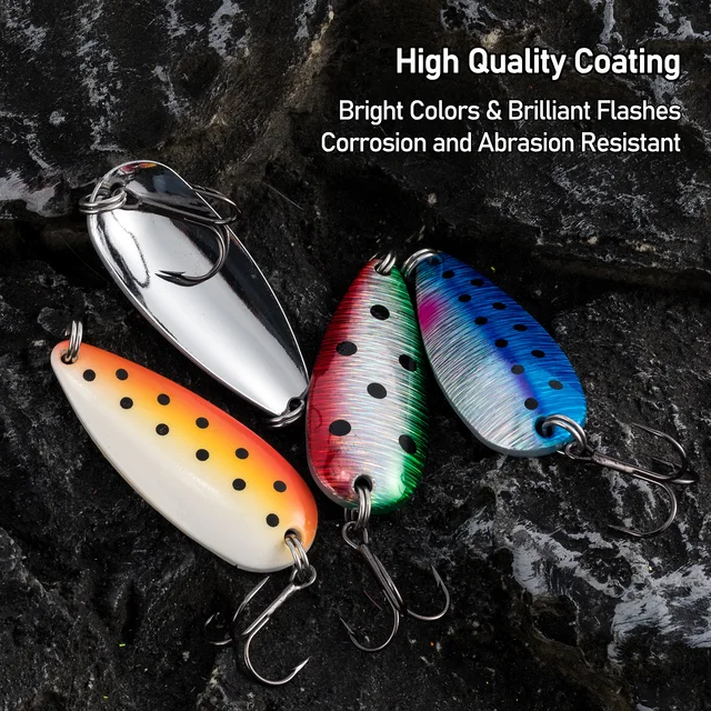 Spinnerbait Saltwater Striped Bass Fishing Baits, Lures 5-Piece Metal Spoon Fishing  Lure Kit With Treble Hooks - 3/4 Oz, 2.5" - Bass, Trout, Salmon 5 Pack  Spoon Lure Set