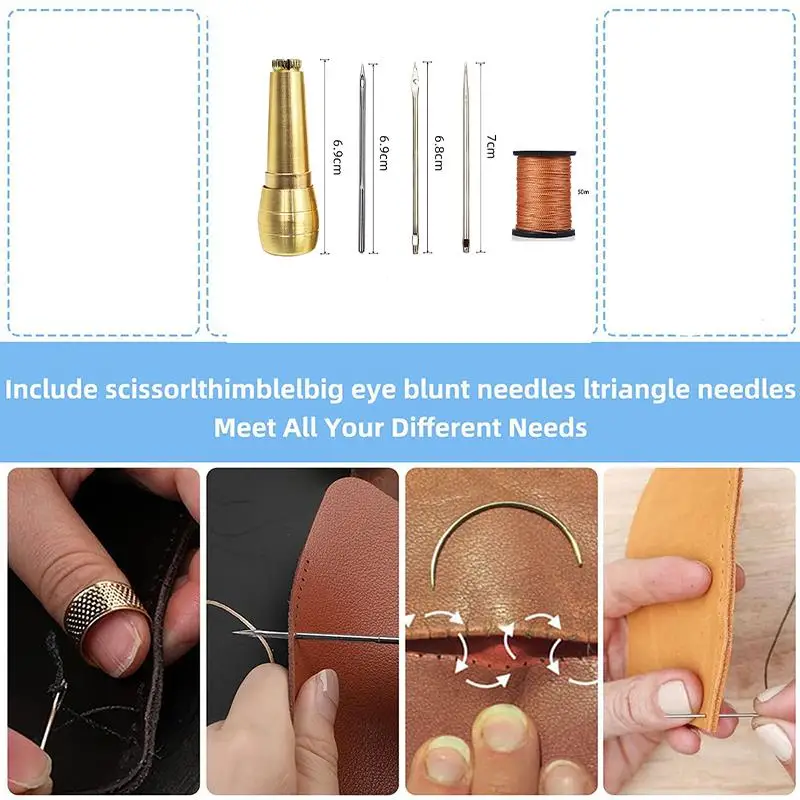 DIY Leather Sewing Awl Tool Kit with Nylon Thread 3