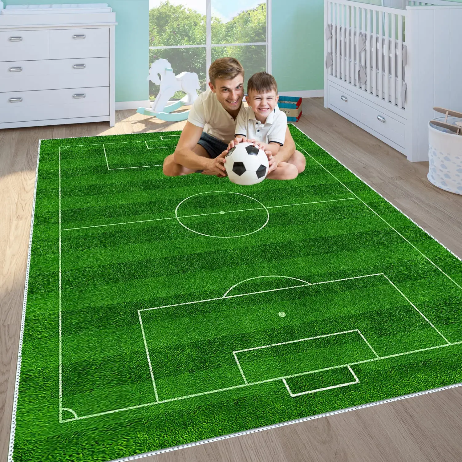 Green Soccer Field Carpet for Children's Room Game Large Area Rug Luxury Home Decor Non-Slip Children's Playmat Play Home Decor 4
