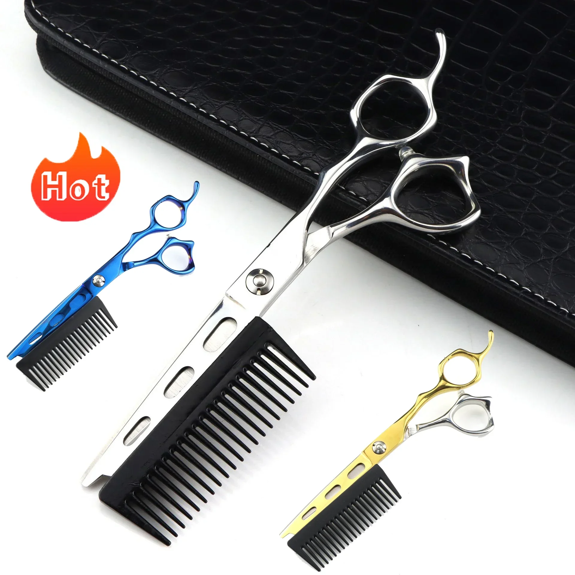 

Newest Professional JP440c steel 6 '' 2 in 1 Hair Scissors With Combs Haircut Barber Hair Cutting Shears Hairdressing Scissors
