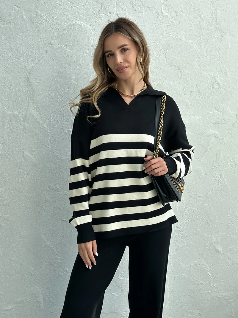 365561-9e5c17.jpg S5bff6800dff34b04a478972fc0e16a48v Winter Knit Tracksuit Two Piece Set Striped Sweater Matching Sets Women Knit Suit Knitted Two Piece Pants Sets For Women Mallzona