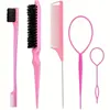 5pcs Hairdressing Tools Pointed Tail Comb Dual Head Eyebrow Brush Triple Row Comb Coiler Hair Salon Styling Comb 1