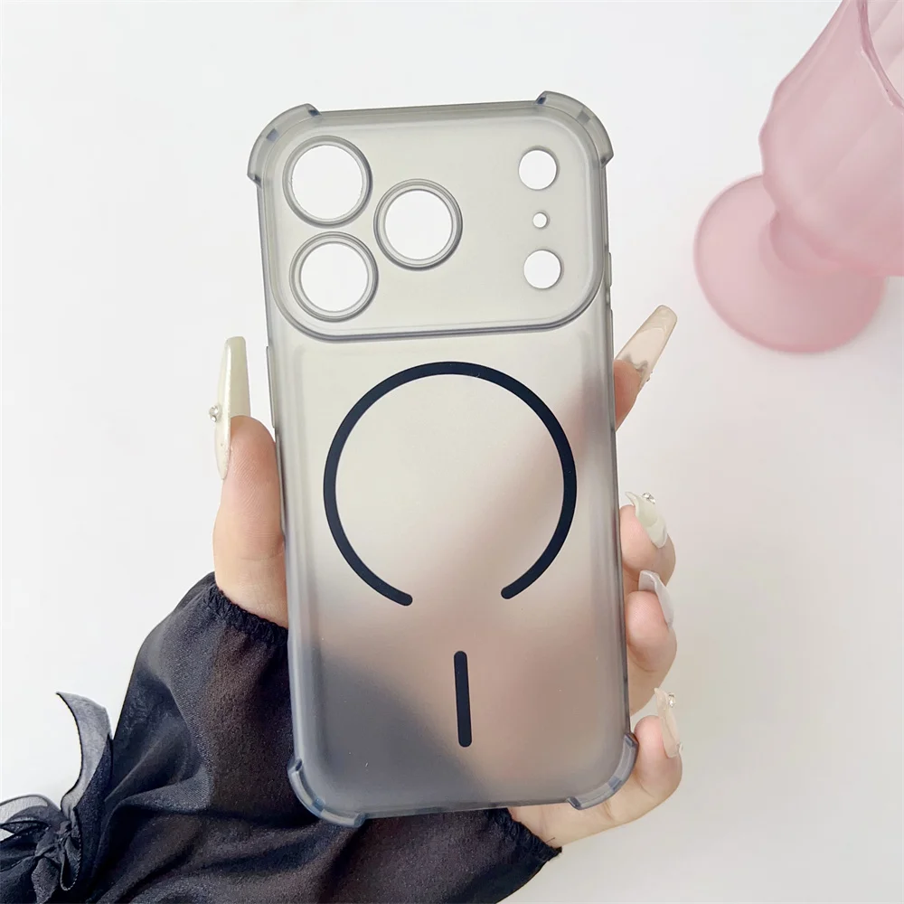 Magsafe Clear Matte Shockproof Armor Phone Case with Lens Protective Soft TPU Cover
