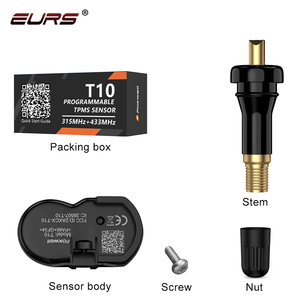 EURS 프로그래머블 센서 315 433MHz TPMS 2In1 타이어 압력 모니터링 시스템 프로그래머 테스터 복제 가능 활성화