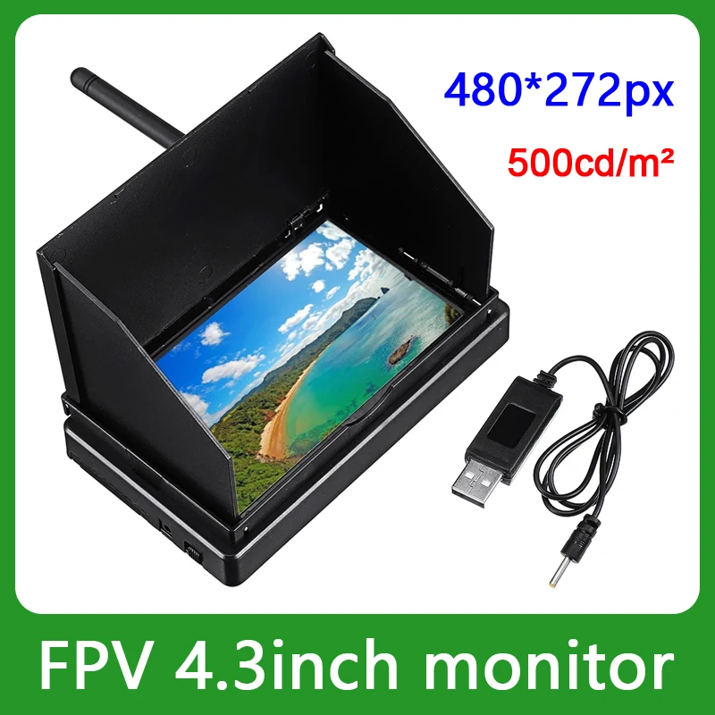 Moniteur FPV 5.8G 48CH 4.3 pouces avec OSD batterie intégrée