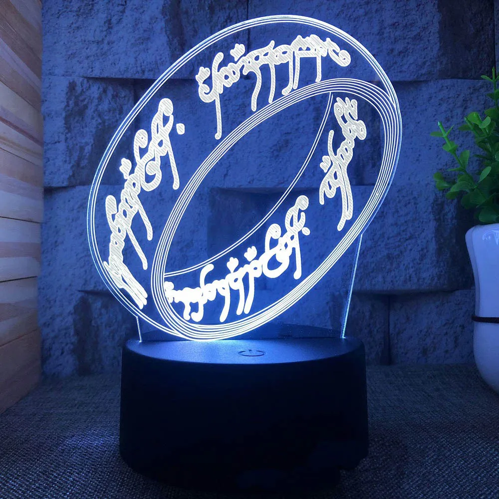 nursery night light 3d acrylic illusion night light Lord of the Rings 16 color touch remote control children's bedroom atmosphere night light gift Night Lights Night Lights