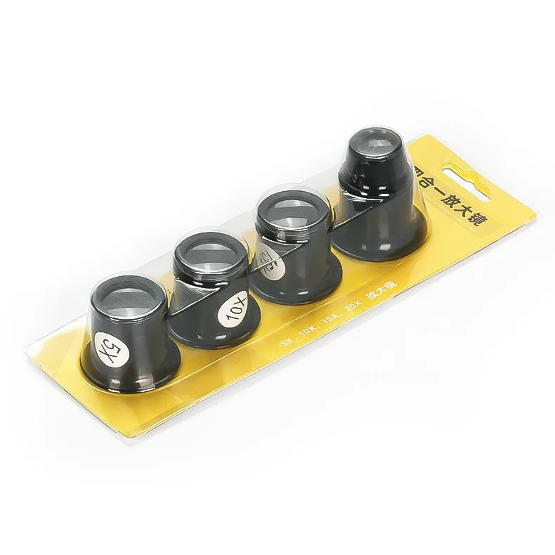 Eye Loupe Magnifiers 4Pcs/Set 5X/10X/15X/20X Watch Repair Tool Kit Jewelry Loupe Magnifier Magnifiying Glass Watchmaker Tools