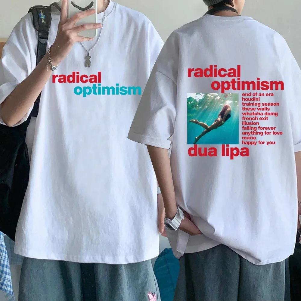 스트리트웨어 힙합 하라주쿠 티셔츠, Dua Radical Optimism 2024 티셔츠, Lipa O-넥 반팔 대형 티, 루즈 버전, 유니섹스