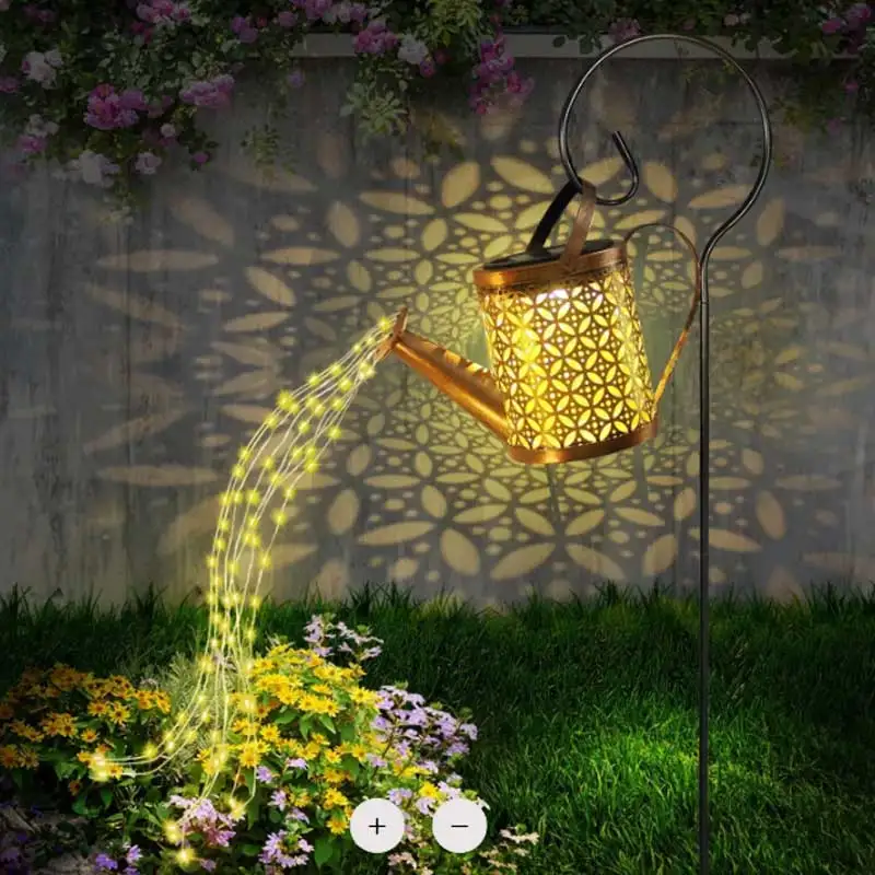 Solar garden lights Solar Vintage Kettle Lights Automatic Lighting Iron Outdoor Garden Patio Hanging Decoration