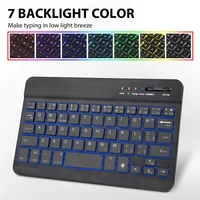 Bluetooth Keyboard Wireless 7 Backlit Color Keyboard for Tablet Laptop Rechargeable Arabic Russian Spanish Portuguese Keyboard