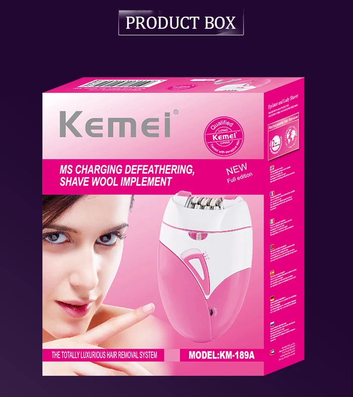 KM-189A USB ricaricabile donne elettrico depilatore femminile epilatore viso depilazione gambe depilatorio_voghion.com