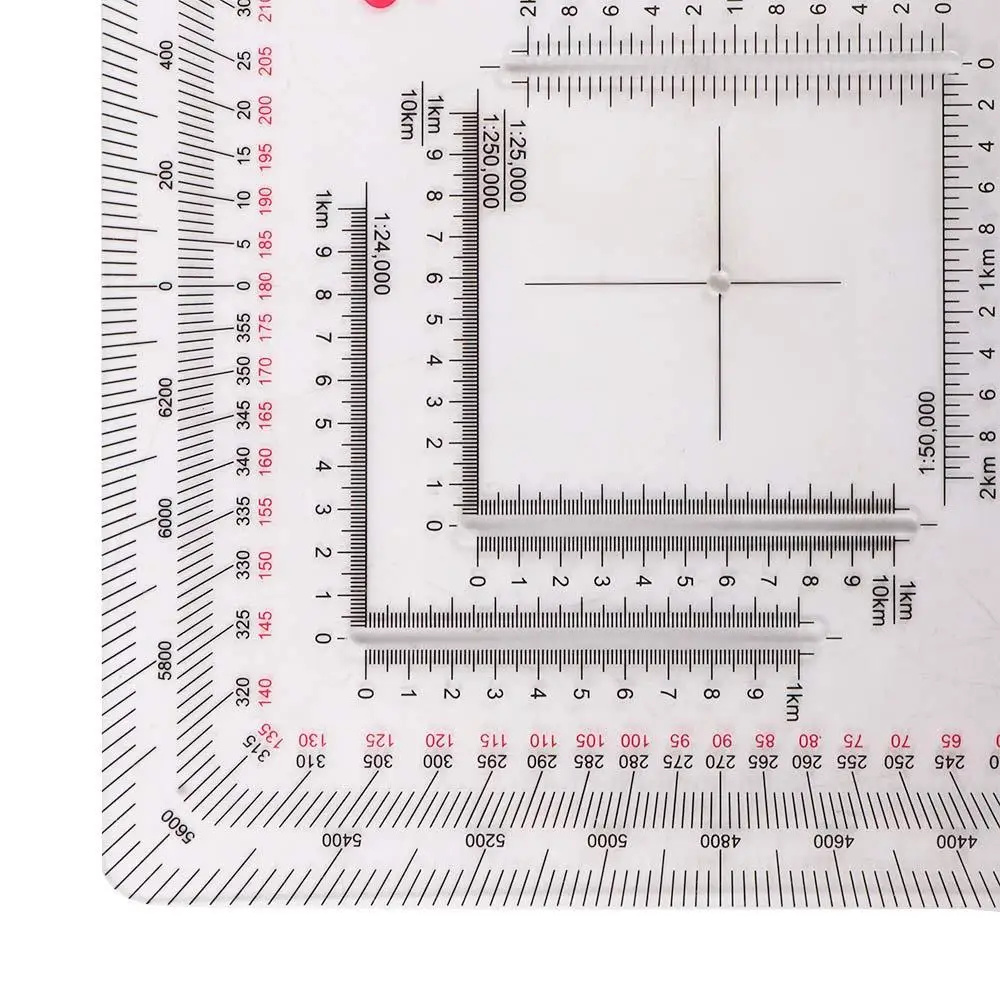 Topographical Square Ruler MP-5 Map Protractor Measuring Ruler Land Navigation Protractor Coordinate Scale Acrylic