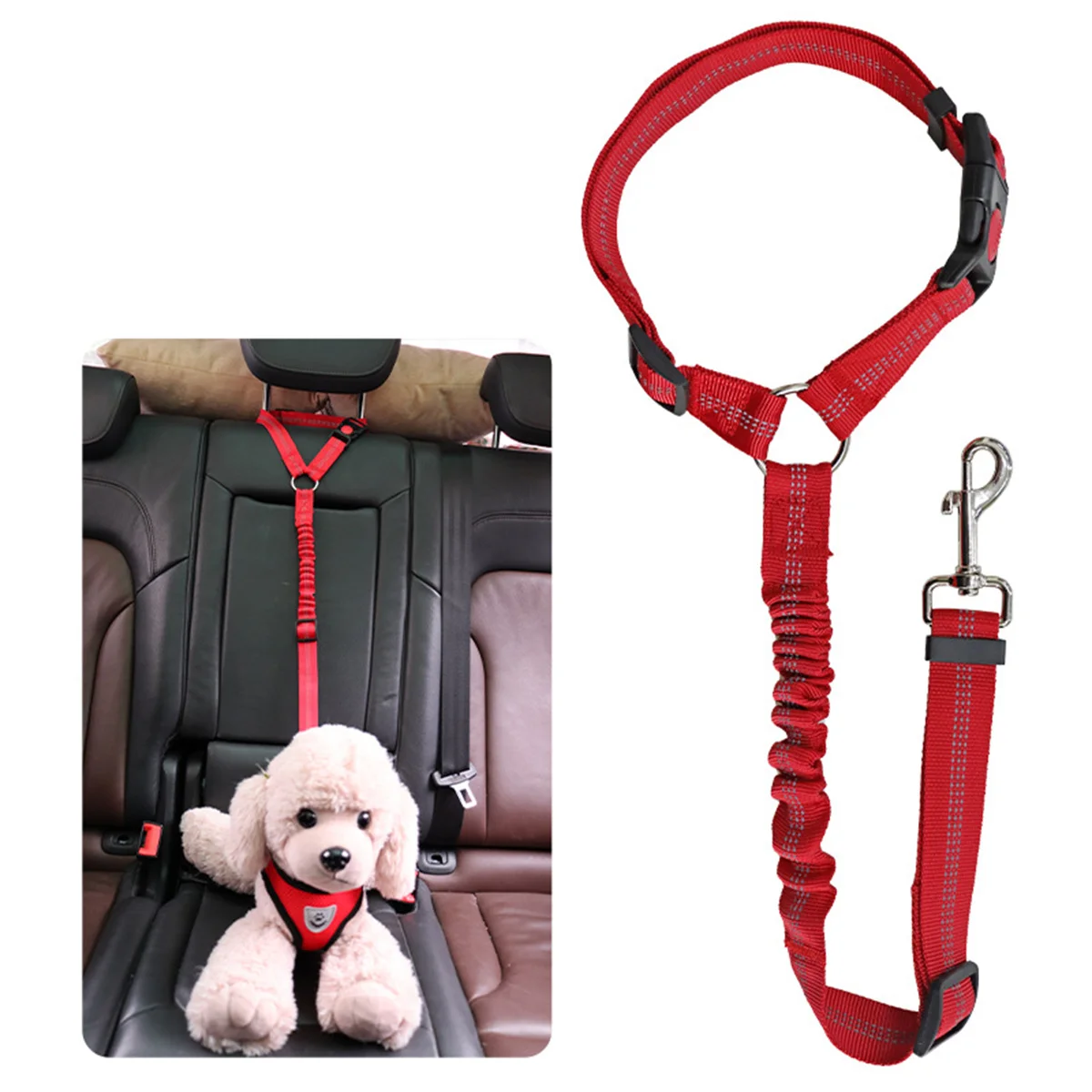 Dog Seat Belt Dog Leash Dog Traction Rope Dog Safety Rope Pet Seat Belt Pet Supplies Car Seat Belt Dog Seat Belt Dog Leash Vehicle Adjustable Cushioning Elastic Reflective Safety Rope For Cat