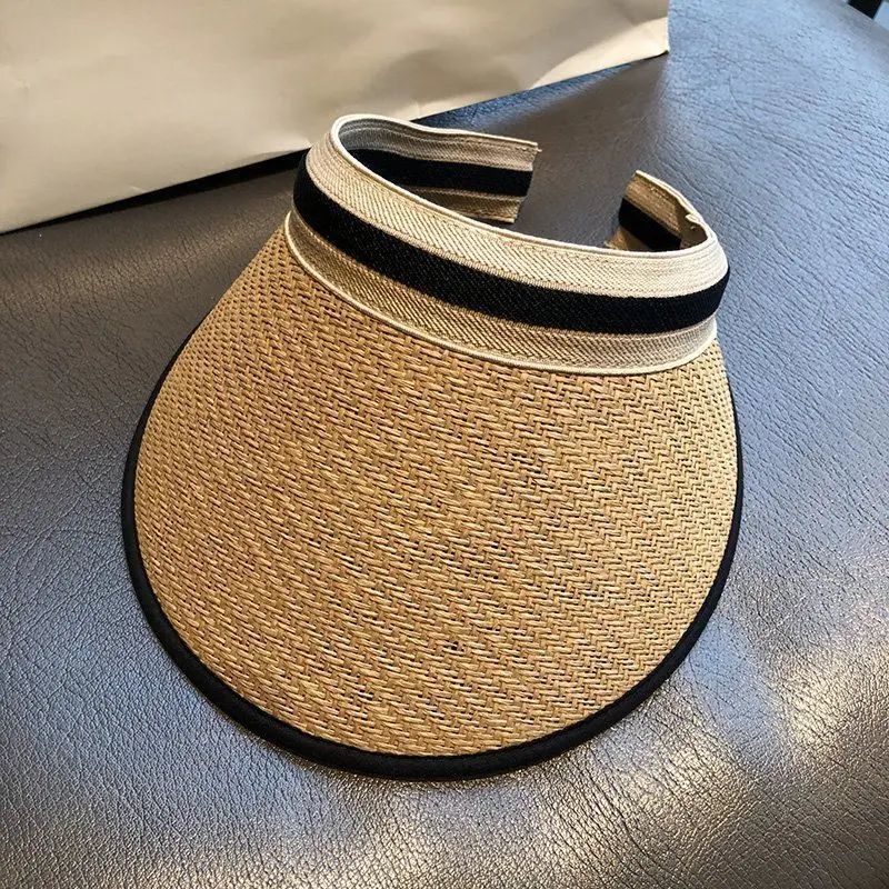 Sun Hats Straw Hat Visors Beach Hat Ladies Hats And Caps Empty Top Summer Hats For Women Sun Protection Ponytail Kpop Designer