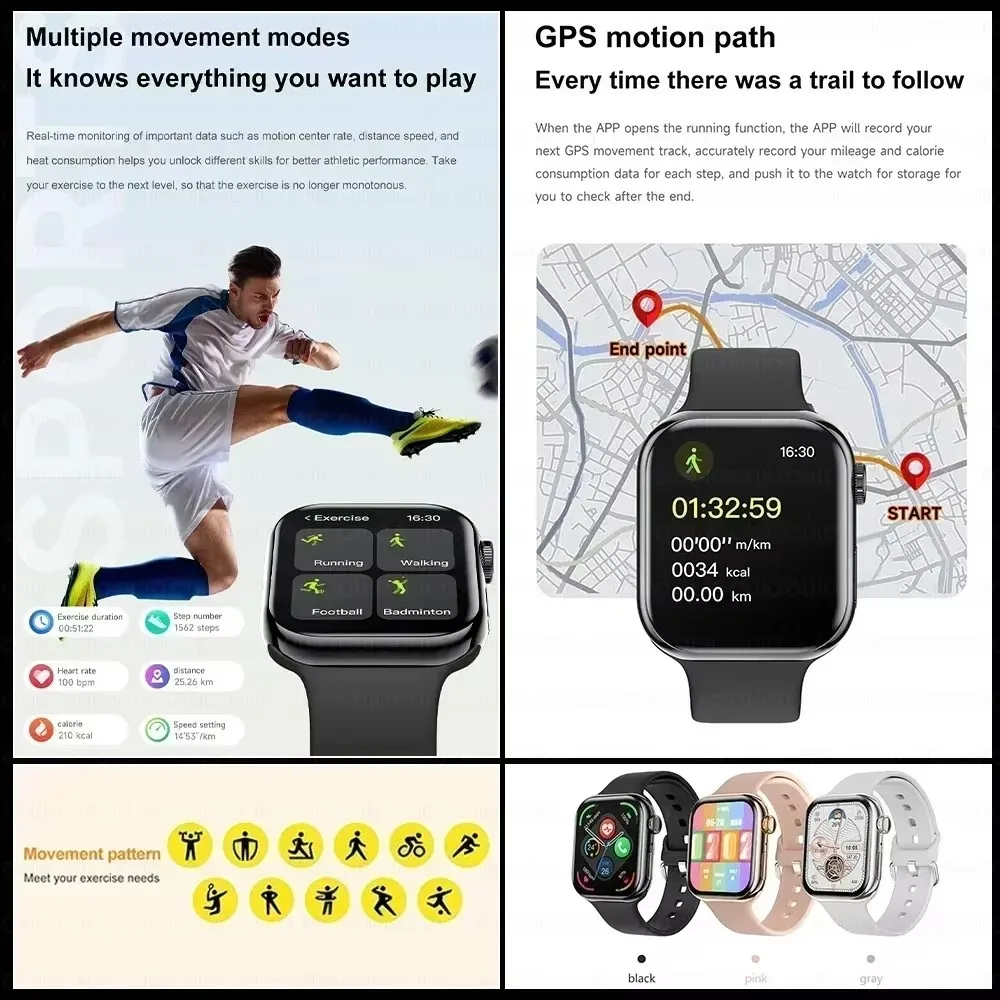 2025 Series 10 Watch 10 GPS Smart Watch Memory Music Video Bluetooth Call Heart Rate Waterproof NFC Smartwatch For Apple Android - Image 4