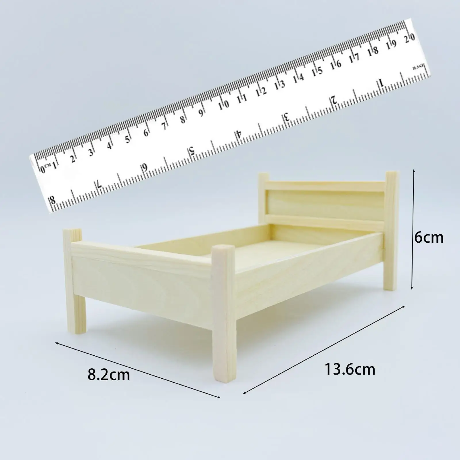 Dollhouse Miniature Bed DIY Craft Rustic 1/12 Dollhouse Wooden Bed for Dollhouse Micro Landscape Diorama Photo Props Ornaments