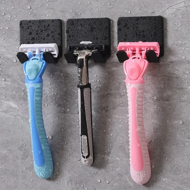 2/4 pièces support de rasoir adhésif mural salle de bain pour douche crochet support de rasoir support de crochet en plastique support de rasoir 2